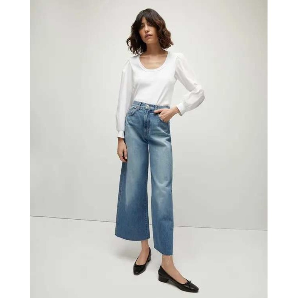 Veronica Beard Taylor High Rise Wide Leg Crop Jeans Enough Said Blue 32 NEW